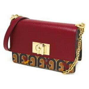 Furla Crossbody Bag Tony Coffee Brown Multi Chili Jar Red Bordeaux